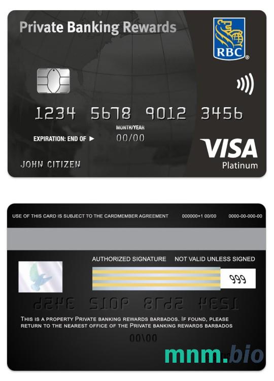 Barbados Private Bankking Rewards visa-platyna black karta przykład w formacie PSD